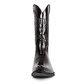 levne Cowboy &amp; Western Boots-pánské klasické hnědé westernové kovbojské boty z umělé kůže - reliéfní vzor, špičatá špička a střední podpatek pro rodeo, ranč a běžné nošení