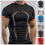 cheap Men&#039;s Active Tees &amp; Tanks-Men&#039;s Compression Shirt Running Shirt Short Sleeve Tee Tshirt Athletic Athleisure Summer Breathable Moisture Wicking Soft Fitness Running Walking Sportswear Activewear Solid Colored Dark Grey Black