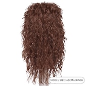 abordables Perruques historiques-perruque synthétique bouclée avec frange perruque fabriquée à la machine longue a1 cheveux synthétiques femme cosplay doux fête marron foncé perruques de carnaval