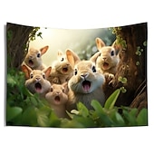 abordables Tapices de vacaciones-Tapiz Colgante Arte de Pared Gran Tapiz Conejo Animal Mural Decoración Fotográfica Fondo Manta Cortina Decoración para el Hogar Dormitorio Sala de Estar