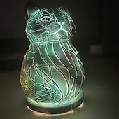お買い得  装飾ライト-樹脂テーブルランプ動物シリーズ模擬ステンドグラスナイトライトレトロデスクランプ寝室用ベッドサイドランプ動物愛好家家の装飾 10*15 センチメートル/3.93*5.9 インチ