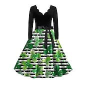 preiswerte Kleider-1950er Vintage inspiriert Cocktailkleid Knielang Kleid A-Linie Kleid Teekleid A-Linie Damen St. Patrick&#039;s Day Heimkehr Alltagskleidung Junggesellinnenabschiedsparty Teenager Erwachsene Kleid