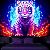 billige Blacklight -billedvev-brann tiger blacklight billedvev uv reaktiv glød i mørket glød fest dyr trippy tåkete hengende billedvev veggkunst veggmaleri for stue soverom