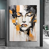 voordelige Schilderijen van mensen-100% grote handgeschilderde muurkunst figuur abstract getextureerd schilderij vrouw schilderij oranje textuur schilderij vrouw abstract schilderij getextureerde muur kunst woondecoratie decor klaar om