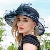 baratos Chapéus de Festa-Chapéus de seda gelo bowler/cloche chapéu de sol casual chá festa elegante simples romântico com emenda headpiece headwear