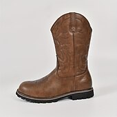 abordables Cowboy y botas occidentales-Hombre Botas Botas cowboy Vintage Clásico Exterior PU Color de árbol grande Marrón Invierno