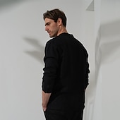 abordables Chemises en lin de luxe-100% Lin Poche Homme Chemise Chemise Lin Chemise boutonnée Noir bleu marine manche longue Plein Revers Printemps &amp; Automne Extérieur Vacances Vêtement Tenue