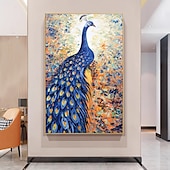 preiswerte Tiergemälde-Mintura handgefertigte abstrakte Tier-Pfau-Ölgemälde auf Leinwand, Wandkunst, Dekoration, modernes Bild für Heimdekoration, gerolltes, rahmenloses, ungedehntes Gemälde