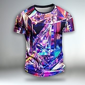 お買い得  3D Tシャツ-男性用 グラフィック 3D印刷 幾何学的な 視覚詐欺 半袖 Tシャツ 3Dプリント クルーネック シャツ 日常 デザイナー アーティスティック パーティー カジュアル 祝日 ライトグリーン バーガンディー ライトパープル 春夏 衣類 標準 S M L XL XXL XXXL