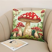 cheap Floral &amp; Plants Style-1PC Mushroom Double Double Side Pillow Cover Soft Decorative Square Cushion Case Pillowcase for Bedroom Livingroom Sofa Couch Chair