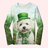 abordables Animaux 3D de Fille-St. patrick fille t-shirt chien 3d manches longues impression 3d printemps automne actif mode mignon polyester enfants 3-12 ans col rond extérieur décontracté quotidien coupe régulière