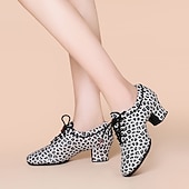 abordables Chaussures de danses latines-Femme Chaussures Latines Entraîner des chaussures de danse Utilisation Entraînement Talon Talon Cubain Bout rond Lacet Adulte Noir Marron