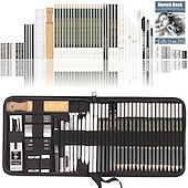 baratos materiais de pintura, desenho e arte-Kalour kit de lápis de desenho com 54 pacotes com caderno de desenhoinclui lápis de carvão de grafite e ferramentas para artistas suprimentos de desenho de arte profissional para adultos estudantes