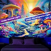 billiga Blacklight tapestries-blacklight gobeläng uv reaktiv glöd i mörkret glöd fest neon svamp väg landskap psykedelisk trippy dimmigt hängande gobeläng väggkonst väggmålning för att leva