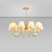 economico Modello sputnik-lampadario sputnik vintage in ottone dorato a 6/8/10 luci paralume unico in tessuto svasato durante la luce lampada da soffitto a collo di cigno in metallo unica per soggiorno corridoio-rame