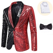 preiswerte Outfits-Retro Vintage Disko 1980er Anzüge &amp; Blazer Disco Pailletten Herren Karnevalskostüm Maskerade Party / Abend Pride Parade Pride-Monat Erwachsene Mantel Hemd Krawatte