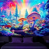 billiga Blacklight tapestries-blacklight gobeläng uv reaktiv glöd i mörkret glöd fest neon svamp väg landskap psykedelisk trippy dimmigt hängande gobeläng väggkonst väggmålning för att leva