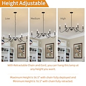 abordables Luces colgantes-Lámpara colgante led de 88 cm 6 luces estilo vela hierro industrial para comedor, salón, cocina negro moderno tradicional/clásico 220-240v