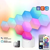 Недорогие Умный ночной свет-Смарт-LED светильник Tuya/Bluetooth RGB Квантовые соты настенные светильники 6/10 пакетов гексагональных светодиодов USB-зарядка атмосфера для киберспорта с управлением через приложение и звуком для