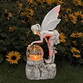 cheap Landscape Lights-Flower Fairy Statue Illuminates Girl Decoration Outdoor Garden Courtyard Angel Fairy Solar Light