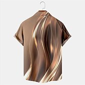 voordelige Tropische planten-Voor heren Palmboom Overhemd Hawaiiaans overhemd Aloha-shirt Korte Mouw Overhemd Strijkijzer Hawaii Casual Alledaagse kleding Uitgaan Weekend blauw Bruin S M L