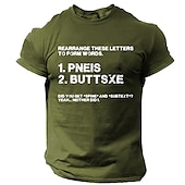 abordables T-shirt graphique pour hommes-Le T-shirt des hommes Réorganisez ces lettres pour former des mots T-shirt graphique à 100 % coton à manches courtes T-shirt graphique noir blanc vin confortable mode de vêtements