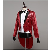 cheap Outfits-Retro Vintage Disco 1980s Tuxedo Suits &amp; Blazers Tailcoat Disco Sequins Men&#039;s Masquerade Party / Evening Pride Parade Pride Month Adults&#039; Coat