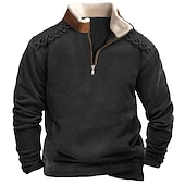 abordables Sudaderas Básicas_-Hombre Sudadera Sudadera con cremallera Lana Polar Táctico Negro Verde Ejército Azul Marino Gris Cuello Mao Plano Deporte Diario Festivos Ropa de calle Básico Casual Primavera &amp; Otoño Ropa Sudaderas
