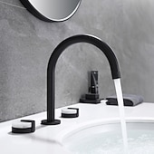 abordables Robinets de lavabo-Robinet lavabo - Séparé Plaqué Diffusion large Deux poignées trois trousBath Taps