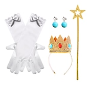 abordables Accesorios usables-Combinación de joyas biqi de princesa melocotón rosa, accesorios de princesa melocotón súper melocotón para niños