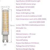 رخيصةأون أضواء الذرة LED-g9/e11/e12/e14e/ba15d لمبة led 7w 3000k أبيض دافئ/6000k أبيض 120v لا وميض لثريات الإضاءة المنزلية التطبيقات المنزلية 700lm (2 حزمة)