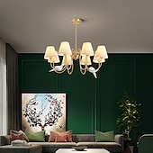 economico Modello sputnik-lampadario sputnik vintage in ottone dorato a 6/8/10 luci paralume unico in tessuto svasato durante la luce lampada da soffitto a collo di cigno in metallo unica per soggiorno corridoio-rame