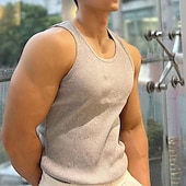 baratos Tops de ginásio-Homens Regata para Academia Regata de Corrida Regata para Esportes Homens Tops Gola Redonda Sem Manga Desportos e Ar livre Férias Para Noite Casual / Diário Secagem Rápida Pavio Humido Respirável