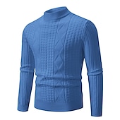 cheap Men&#039;s Pullover Sweater-Men&#039;s Pullover Sweater Jumper Knit Sweater Ribbed Cable Knit Regular Knitted Plain Crew Neck Keep Warm Modern Contemporary Daily Wear Going out Clothing Apparel Fall Winter Black Red S M L