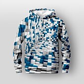 billiga Pojkens 3D Vision &amp; Geometri-Pojkar 3D Geometrisk Huvtröja Pullover Långärmad 3D-tryck Vår Höst Mode Streetwear Häftig Barn 3-12 år Huva Utomhus Ledigt Dagligen Normal