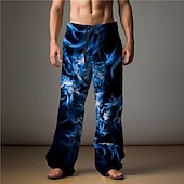 abordables Pantalons décontractés imprimés pour hommes-Flamme Abstrait Homme Impression 3D Pantalon Extérieur Usage quotidien Vêtement de rue Polyester Bleu Clair Jaune Rouge S M L Taille médiale Élasticité Pantalon