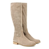 cheap Cowboy &amp; Western Boots-Women&#039;s Perforated Suede Knee-High Boots with Zipper - Stylish and Breathable Footwear for Casual Outings and Spring Fashion