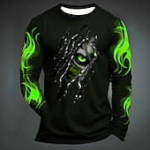 abordables hueso del cráneo-Hombre Graphic Fuego Pata Camiseta Manga Larga Camiseta Impresión 3D Cuello Barco Camisa Moda Design Casual Deporte Festivos Noche Negro Amarillo Verde Oscuro Primavera &amp; Otoño Ropa S M L XL 2XL 3XL