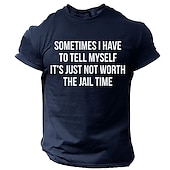 お買い得  メンズグラフィックTシャツ-男性用面白いグラフィックTシャツ：「刑務所の時間に見合う価値はない」皮肉なユーモアショートスリーブトップ
