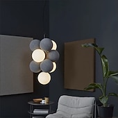cheap Island Lights-Artistic Style Velvet FabricPVC Simple Found Ball Molecular Pendant Lamp Bedroom Bedside Restaurant Pendant Lamp Creative Molecular Round Ball Pendant Lamp