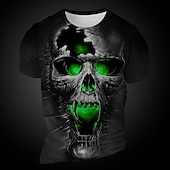 levne Halloween trička-Pánské Grafika Lebky Tričko Krátký rukáv tričko 3D tisk Tričkový Košile Denní Designové Retro Outdoorové sporty Dovolená Jdeme ven Žlutá Fialová Oranžová Jaro léto Oblečení S M L XL 2XL 3XL 4XL
