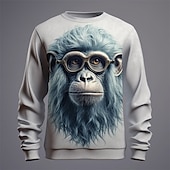 abordables Sudaderas 3D para hombre-Hombre Graphic Orangután Sudaderas Sudadera con capucha Manga Larga Camisa de entrenamiento Cuello Barco Moda Diario Casual Impresión 3D Vacaciones Festivos Noche Estampado Primavera &amp; Otoño