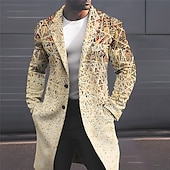 billiga lättviktsrock för män-Herr Geometri Vinterkappa Rock Kappa Håller värmen Andningsfunktion Bekväm Mode Streetwear Affär Arbete Klä till Jobbet Utekväll Ficka Mönster Höst vinter Nedvikt Långärmad Gul Rodnande Rosa Blå