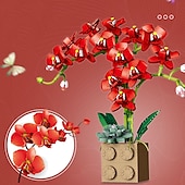 baratos Brinquedos de Montar-presentes de dia das mulheres presente de dia dos namorados compatível com le-go rose bloco de construção enfeites de flores g5010 bloco de construção borboleta orquídea bonsai buquê presentes de dia