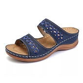 cheap Casual Sandals-Women&#039;s Dark Brown Slip-On Comfort Sandals with Arch Support and Cutout Straps, Casual Orthopedic Slide Shoes for Walking, Travel, and Daily Wear