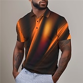 abordables Polo géométrique pour homme-Homme Graphique Polo Chemise de golf Manche Courte Polos Chemises à Col Occasionnel Vêtements de vacances Vêtements de rave Tenues de fête Boutons Impression 3D Printemps &amp; Été Jaune Rouge Bleu