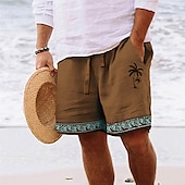 baratos Feriado-Homens Gráfico Coqueiro Geometria Calção Shorts de verão Shorts de praia Cintura Média Roupa de rua Havaiana Designer Casual Diário Feriado Com Cordão Cintura elástica Impressão 3D Designer Roupa