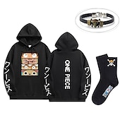 baratos T-shirts e moletons gráficos-conjunto com luffy zoro moletom oversized pu pulseira meias 3 peças roupas macaquinho de uma peça d. Luffy anime estampas gráficas impressão estilo harajuku para homens mulheres adultos unissex