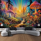 billiga Blacklight tapestries-blacklight gobeläng uv reaktiv glöd i mörkret glöd fest neon svamp väg landskap psykedelisk trippy dimmigt hängande gobeläng väggkonst väggmålning för att leva