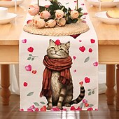 cheap Table Runners-Valentines Day Table Runner Holiday Table Runner Seasonal Farmhouse Burlap Table Cloth for Wedding Anniversary Home Kitchen Dinner Table Party Decor